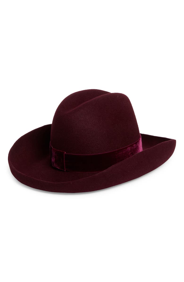 Gigi Burris Millinery Belle Felt Western Hat, Alternate, color, Oxblood