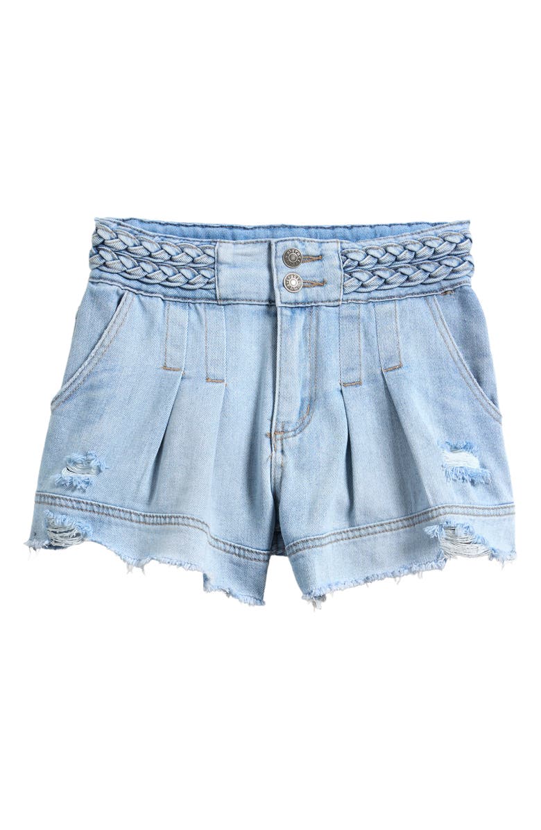 Tractr Kids' Braid Waist Distressed Shorts, Main, color, Indigo