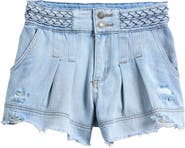 Tractr Kids' Braid Waist Distressed Shorts