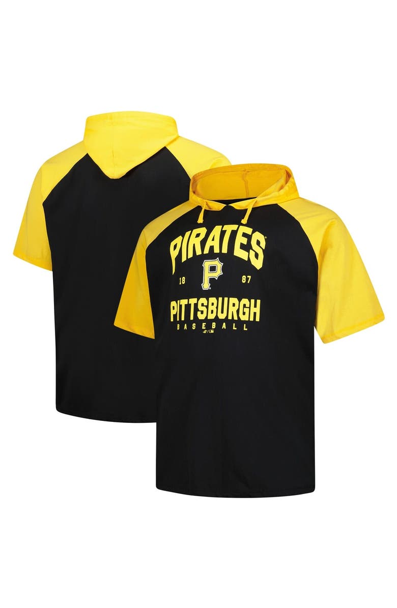 PROFILE Men's Profile Black Pittsburgh Pirates Big & Tall Short Sleeve Pullover Hoodie, Main, color, Black