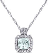 Julianna B. Gemstone & Diamond Halo Cluster Necklace 10K