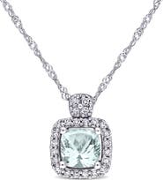 Julianna B. Gemstone & Diamond Halo Cluster Necklace 10K