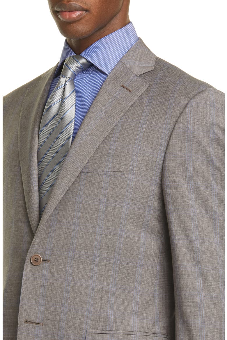 Siena Soft Classic Fit Stretch Windowpane Wool Suit, Alternate, color, BROWN