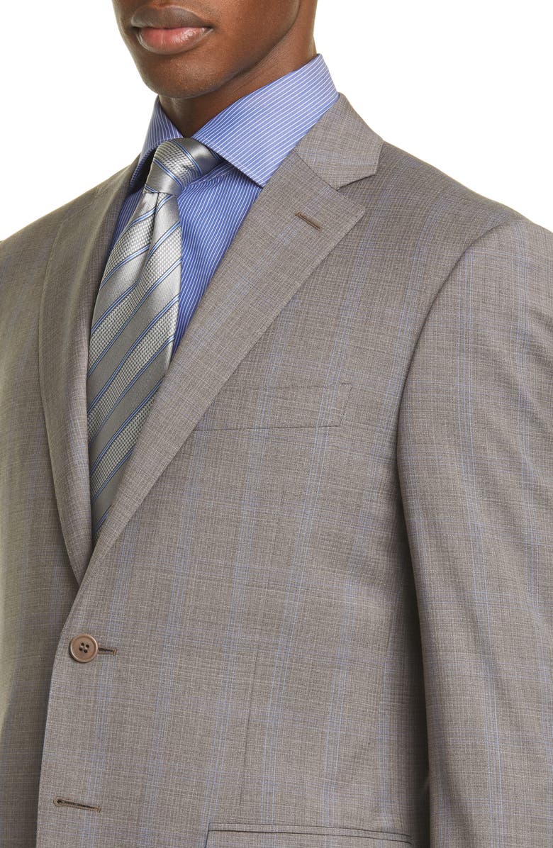 Canali Siena Soft Classic Fit Stretch Windowpane Wool Suit, Alternate, color, 