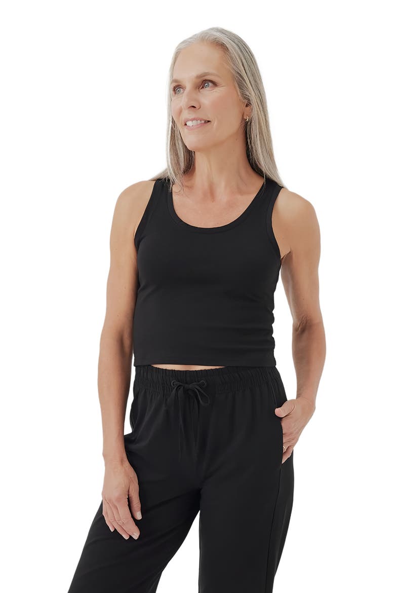 Organic Cotton Cool Stretch Fitted Lounge Tank, Alternate, color, Black