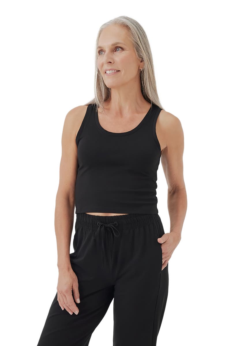 Pact Organic Cotton Cool Stretch Fitted Lounge Tank, Alternate, color, Black