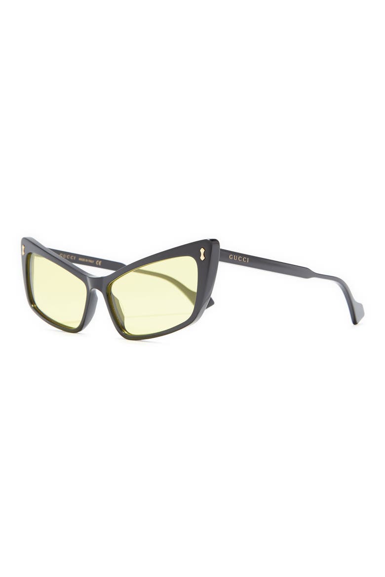58mm Cat Eye Sunglasses, Alternate, color, BLACK BLACK YELLOW