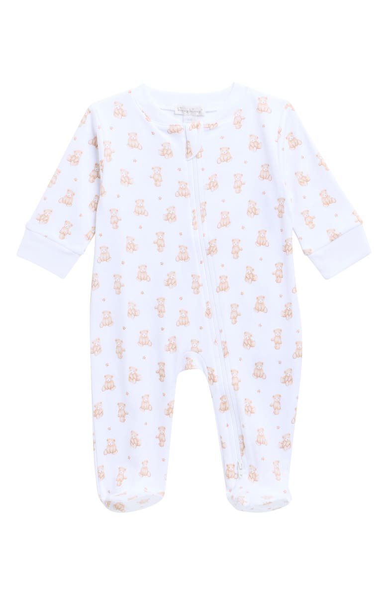 Kissy Kissy Print Pima Cotton Footie, Main, color, Brown