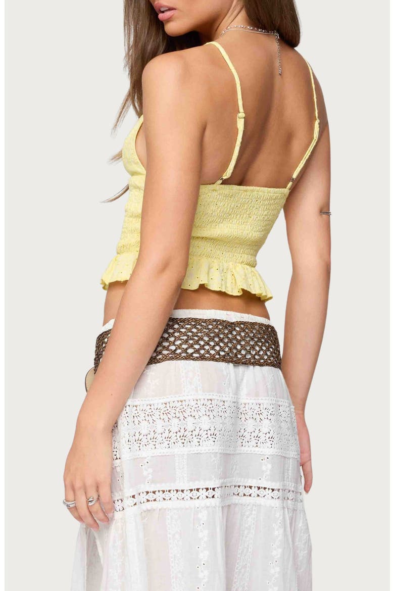 Evy Embroidered Cotton Blend Peplum Crop Top, Alternate, color, YELLOW