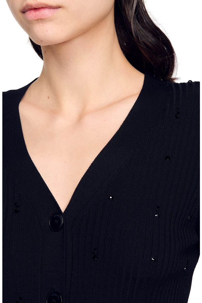 Rhinestone cardigan, Alternate, color, Black