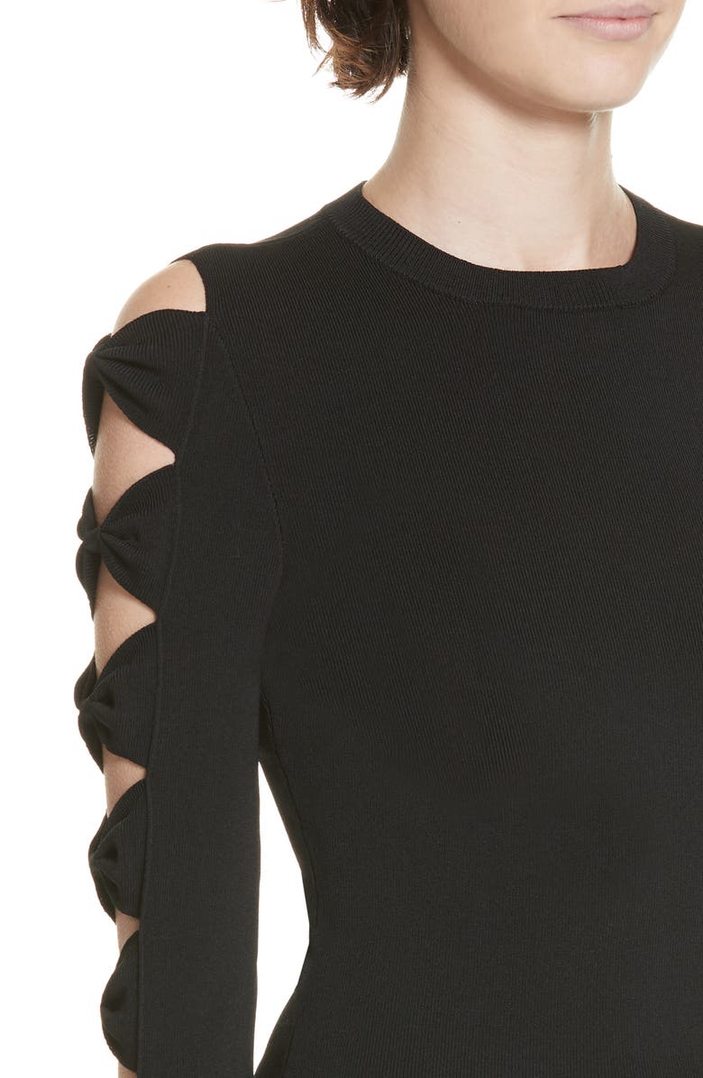 Ted Baker London Yonoh Cutout Sleeve Sweater, Alternate, color, Black
