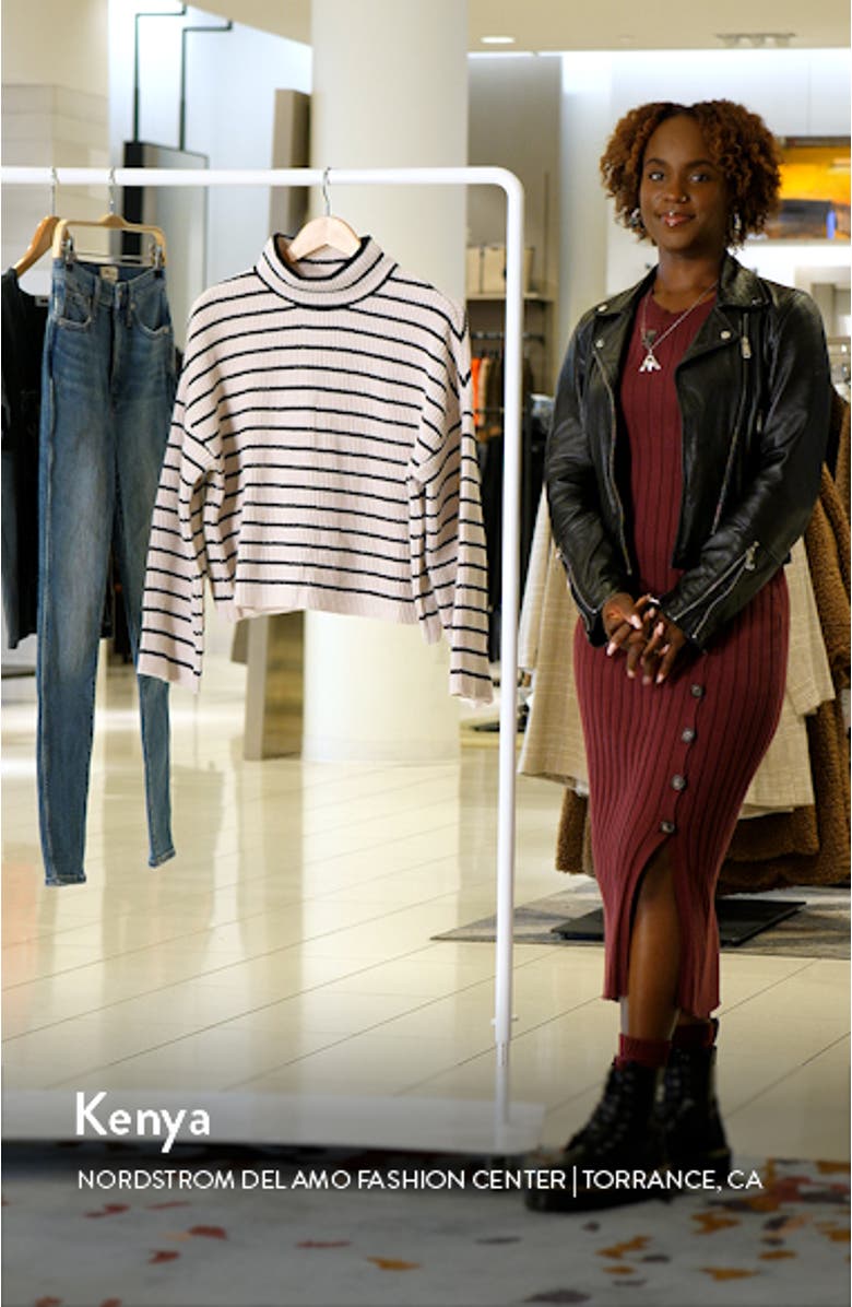 Stay Cozy Stripe Mock Neck Sweater, sales video thumbnail