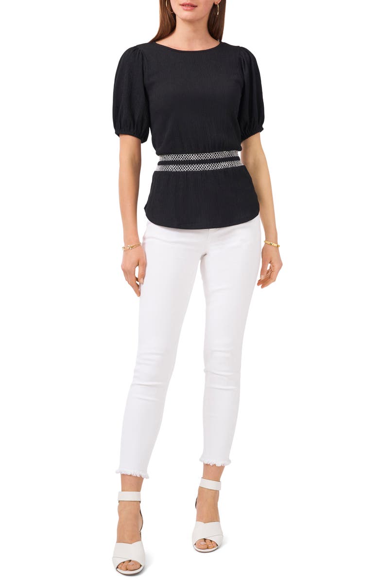 Vince Camuto Puff Sleeve Peplum Top, Alternate, color, 