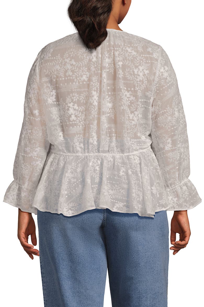 Plus Size Feminine Ruffle Chiffon V Neck Blouse, Alternate, color, Ivory