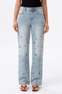 Bayeas Eyelet High Waist Straight Leg Jeans
