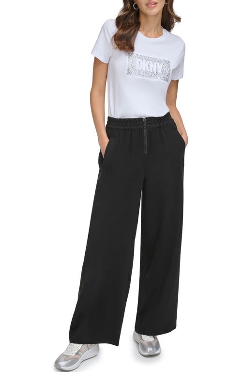 Dkny Rhinetsone Logo Graphic T-shirt In White