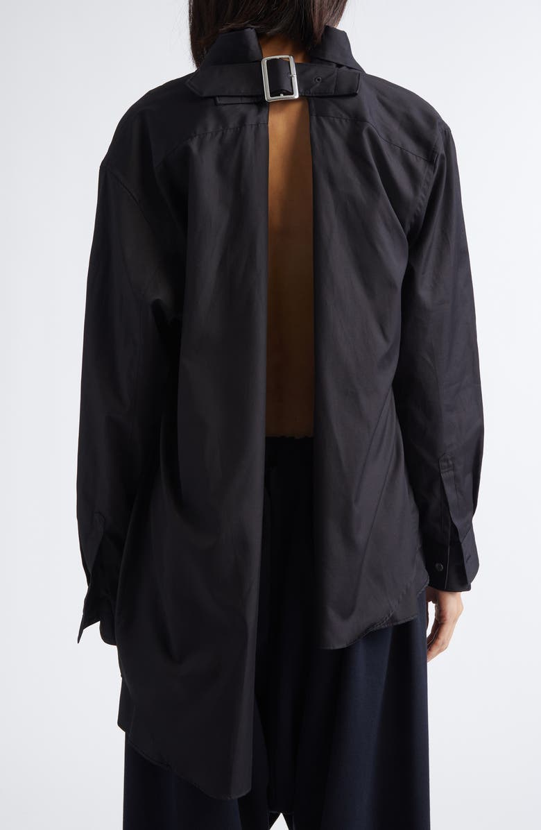 Comme des Garçons Asymmetric Cotton Broadcloth Button-Up Shirt, Alternate, color, Black
