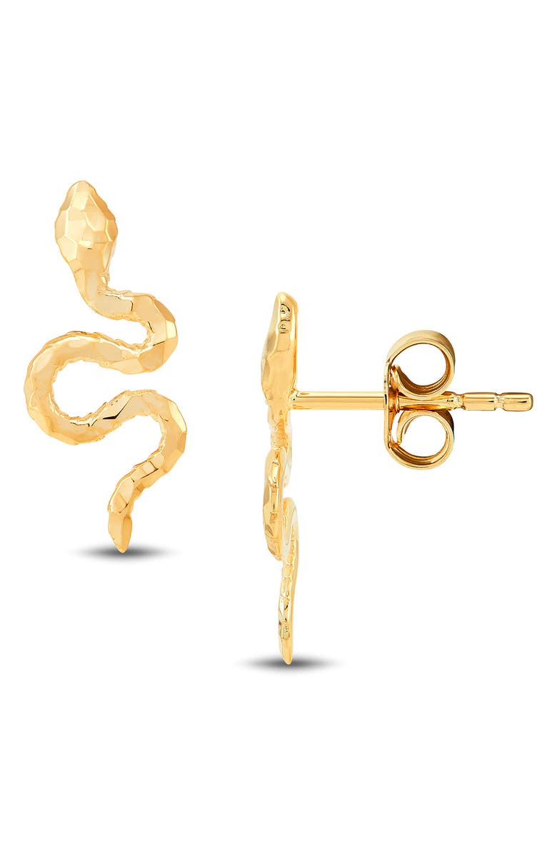 Frankie & Zoe Snake Stud Earrings, Alternate, color, Yellow Gold