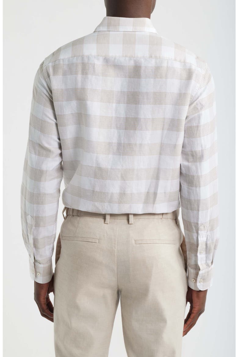 Modern Fit Cotton & Linen Easy-Iron Dress Shirt, Alternate, color, BEIGE