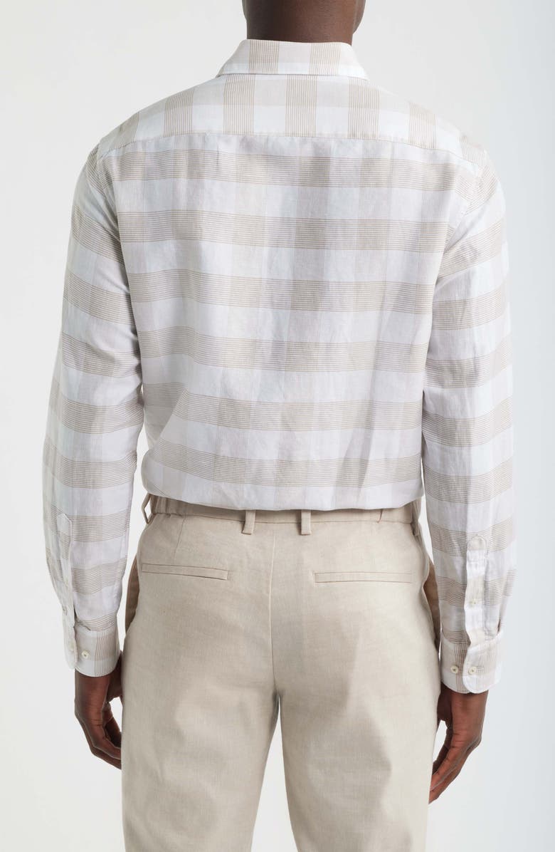 1863 by Eterna Modern Fit Cotton & Linen Easy-Iron Dress Shirt, Alternate, color, Beige