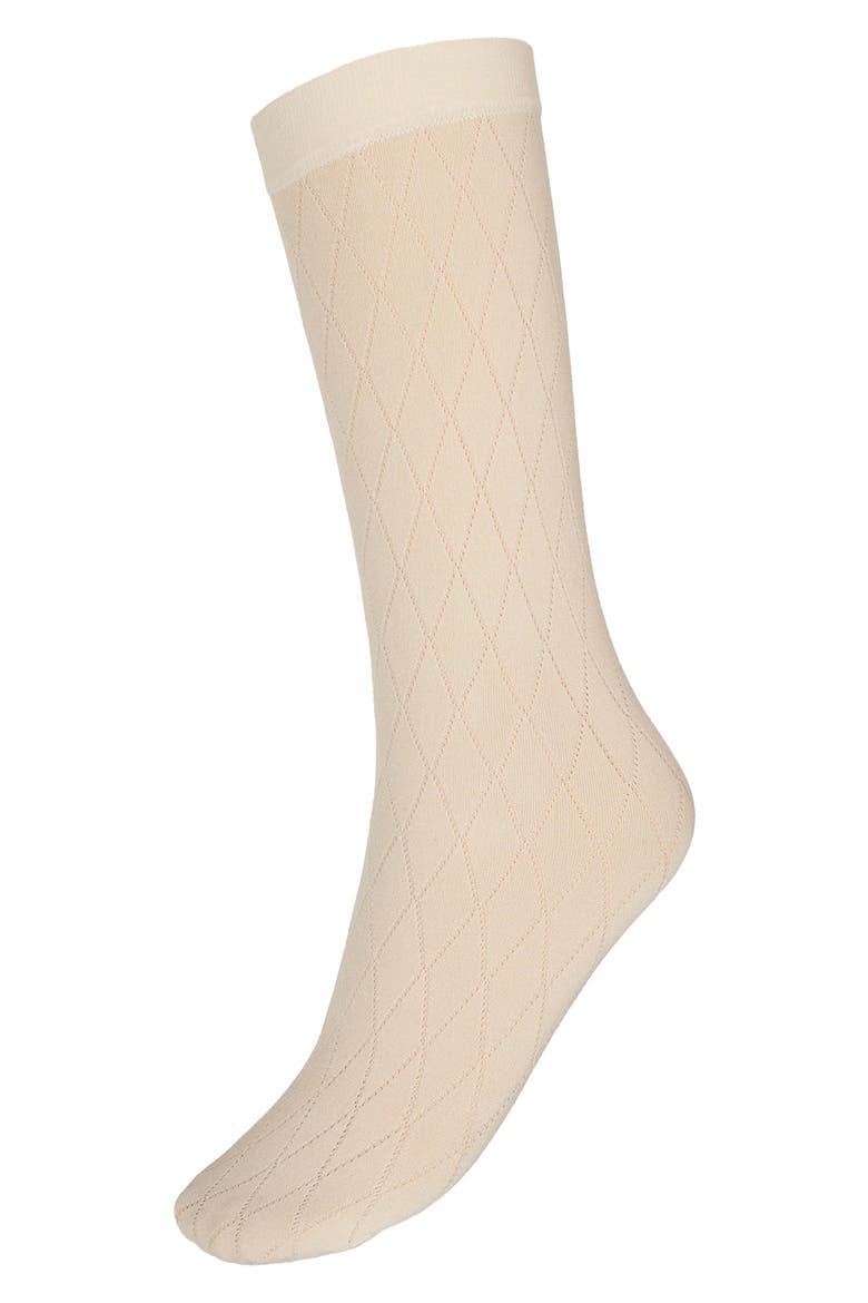 Jacquard Diamond Crew Socks, Alternate, color, WHIPPED CREA
