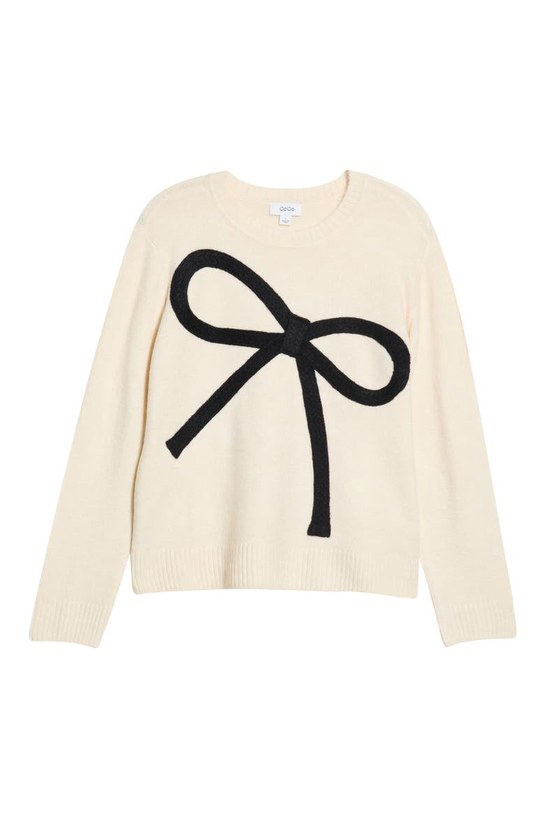 Contrast Bow Sweater, Main, color, BIRCH