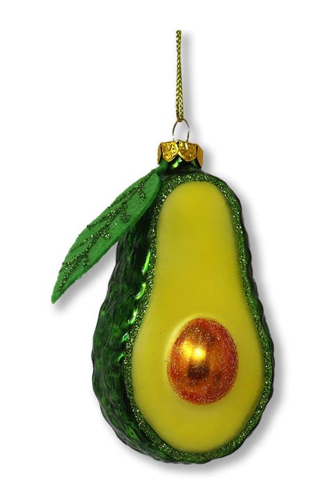 Glitter Avocado Half Glass Ornament