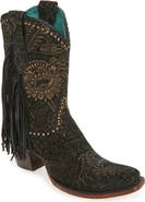 CORRAL Stamped Floral Fringe Western Boot