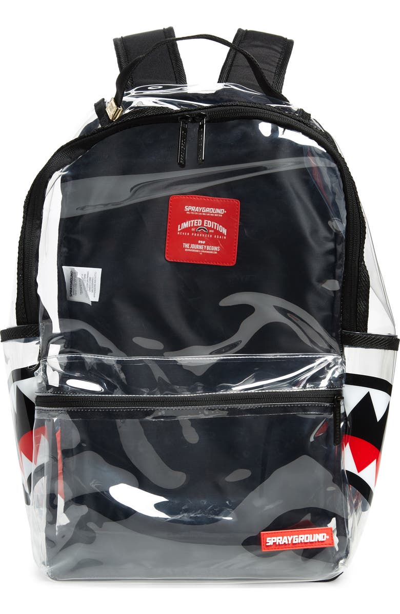 Sprayground 20/20 Double Cargo Side Shark Clear Backpack, Main, color,