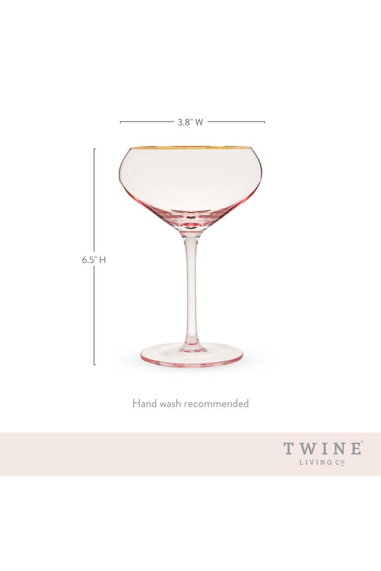 Rose Crystal Coupe Glasses Set of 2, Alternate, color, Pink