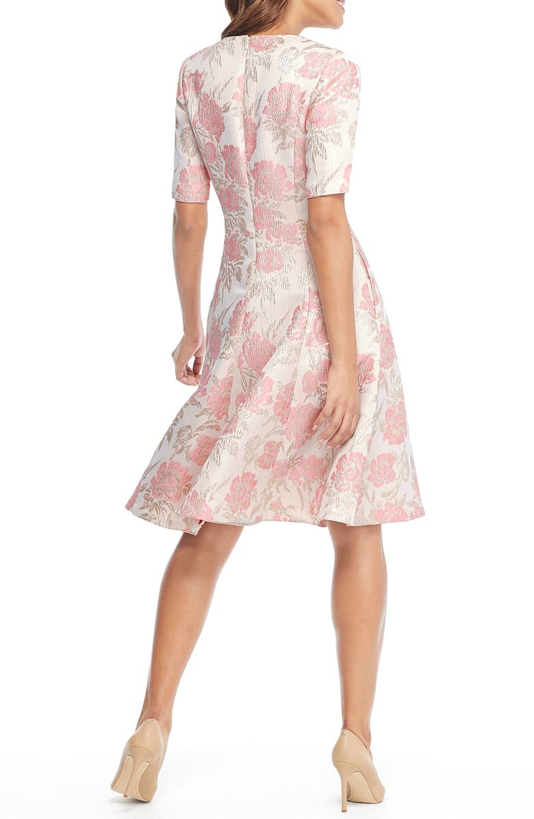 Gal Meets Glam Collection Adair Pink Passion Rose Jacquard Fit & Flare Dress, Alternate, color,