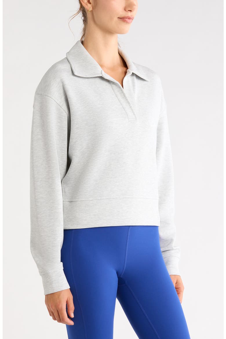 Ultra Luxe Polo Sweatshirt, Alternate, color, GREY LIGHT HEATHER