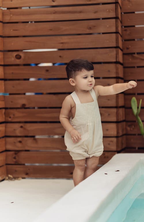 Maniere Manière Kids' Pleated Overalls In Neutral