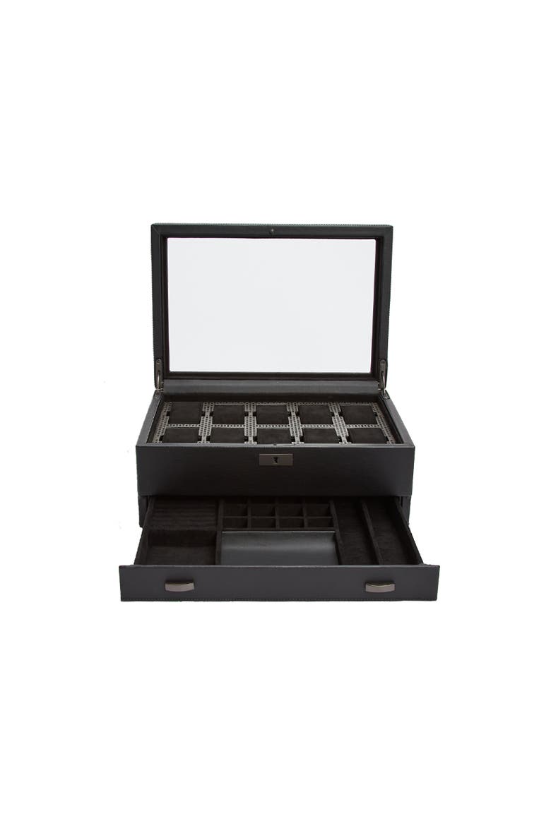 Axis 10 Piece Watch Box with Drawer, Alternate, color, Powder Coat
