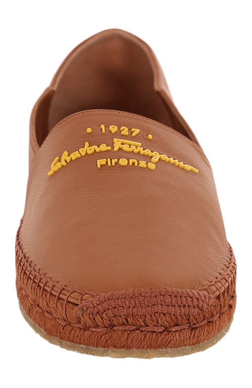 Ferragamo Gus Leather Espadrilles In Brown