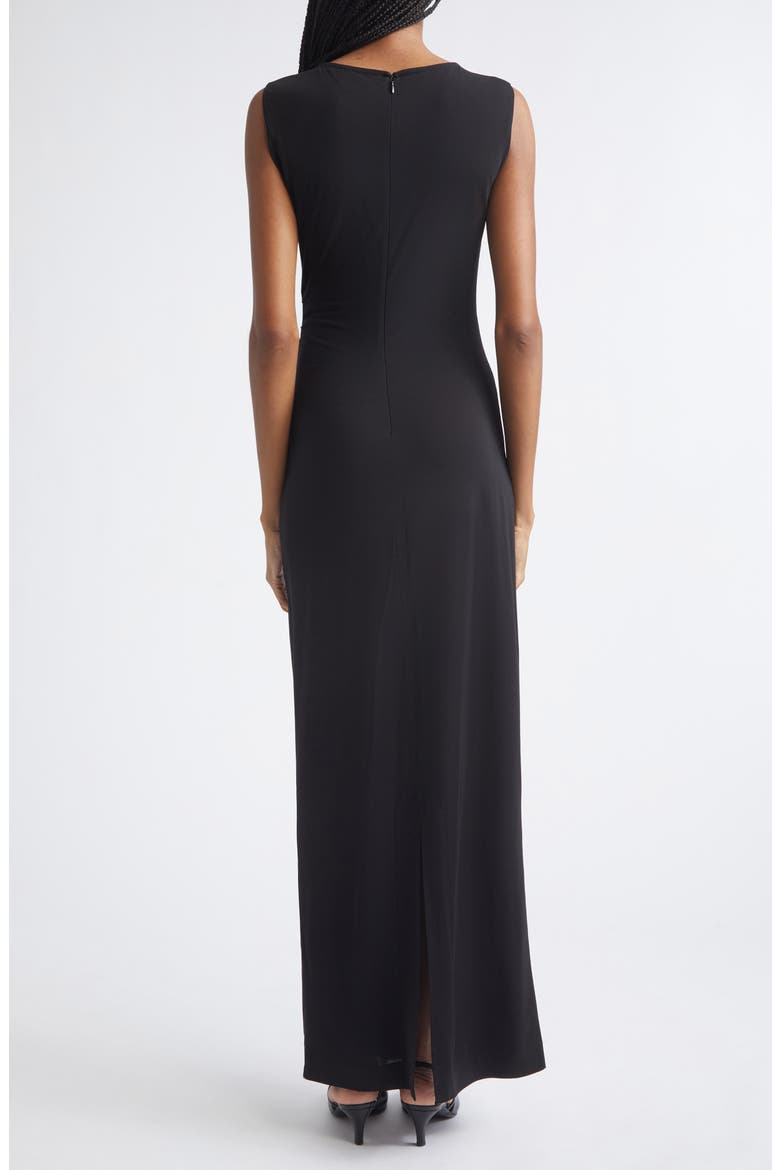 Side Ruched Jersey Maxi Dress, Alternate, color, SOLID BLACK