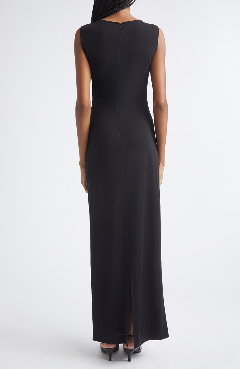 Emporio Armani Side Ruched Jersey Maxi Dress, Alternate, color, Solid Black
