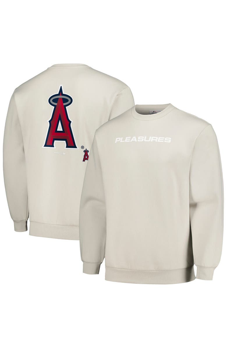 PLEASURES Men's PLEASURES Gray Los Angeles Angels Ballpark Pullover Sweatshirt, Alternate, color, Gray