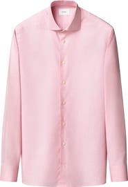 Eton Contemporary Fit Pink Microcheck Cotton Dobby Dress Shirt
