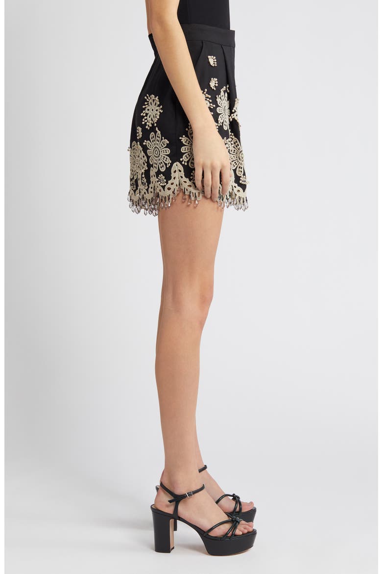 Annabel Embroidered Shorts, Alternate, color, BLACK