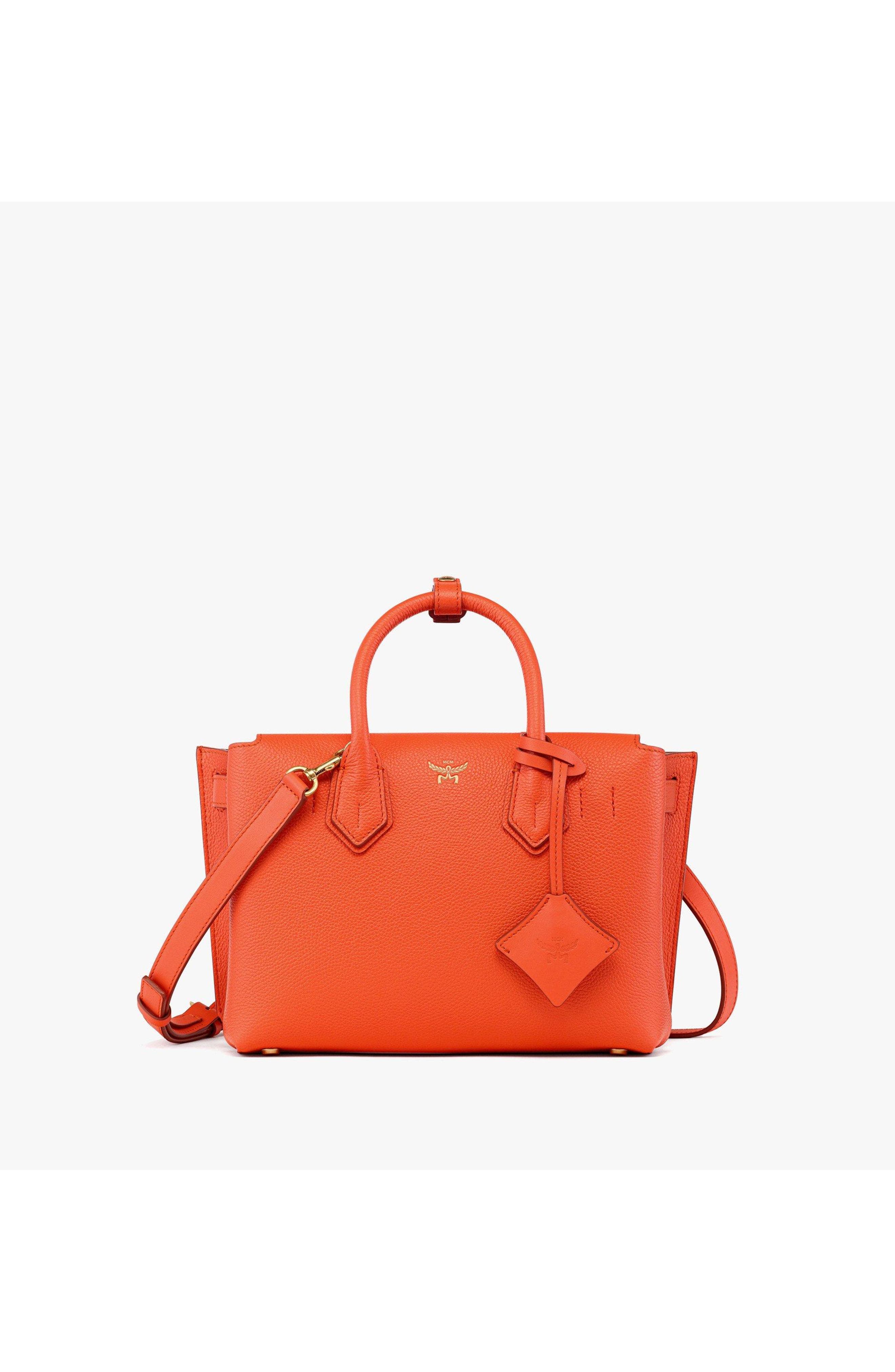 Small Milla Tote in Grained Leather, Main, color, Orangeade