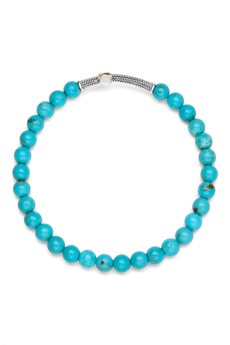 Men's Anthem Cross Turquoise Beaded Stretch Bracelet, Alternate, color, SILVER