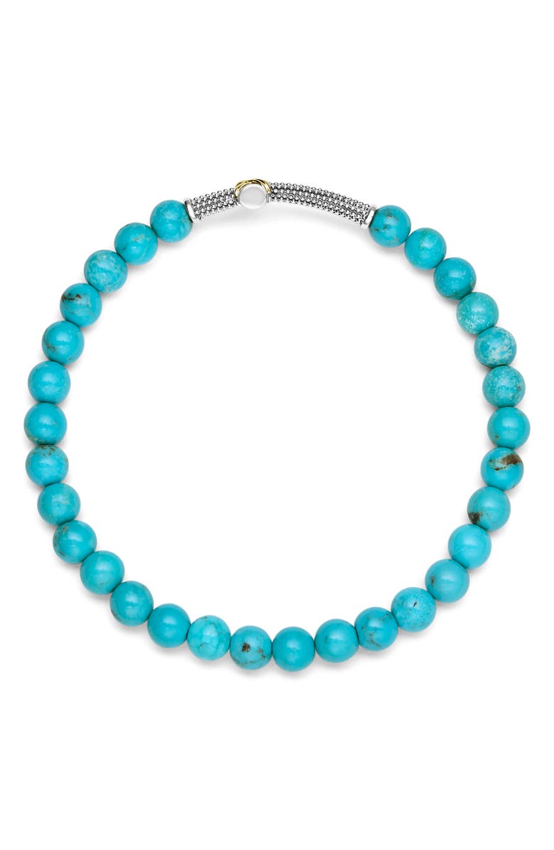 LAGOS Men's Anthem Cross Turquoise Beaded Stretch Bracelet, Alternate, color, Silver
