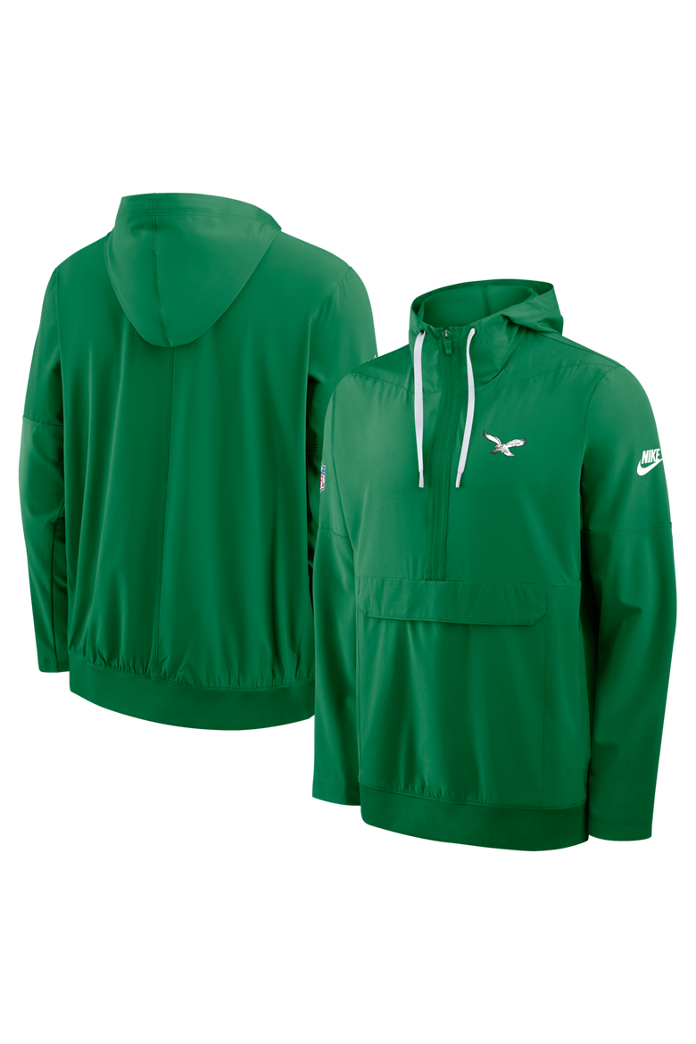 Men's Nike Kelly Green Philadelphia Eagles Sideline Broken Rules Alternate Anorak Half-Zip Hooded Jacket, Main, color, Kelly Green