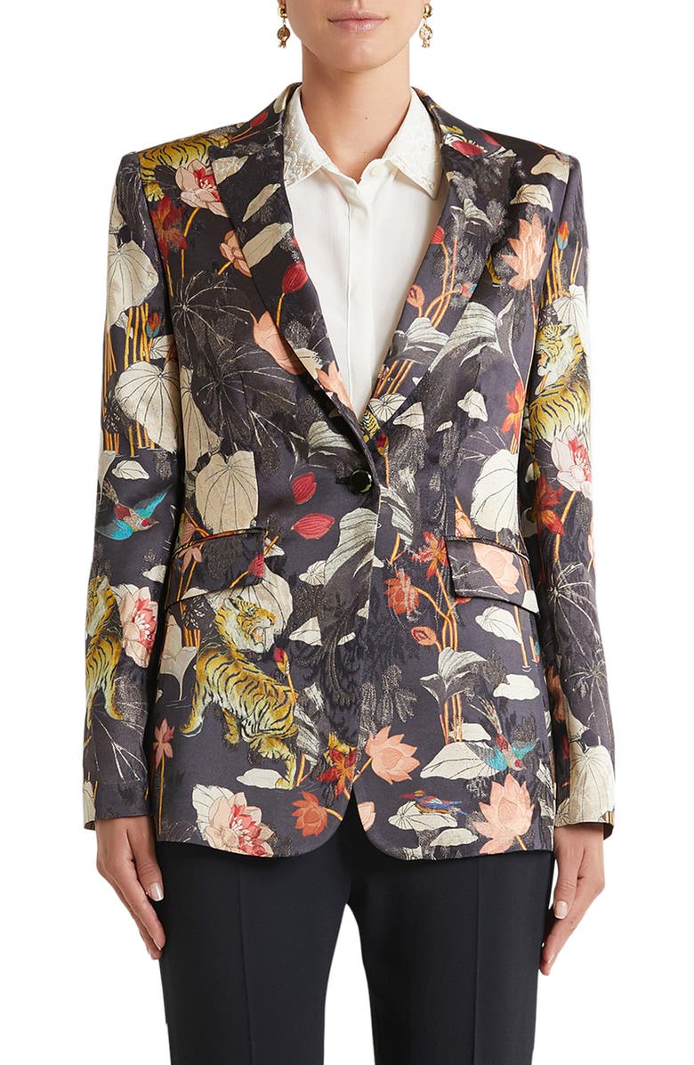 Etro Panarea Floral Metallic Brocade Blazer, Main, color, 