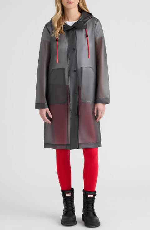 Alexa Waterproof Longline Matte Transparent Hooded Raincoat