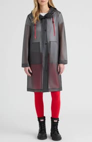 Hunter Alexa Waterproof Longline Matte Transparent Hooded Raincoat