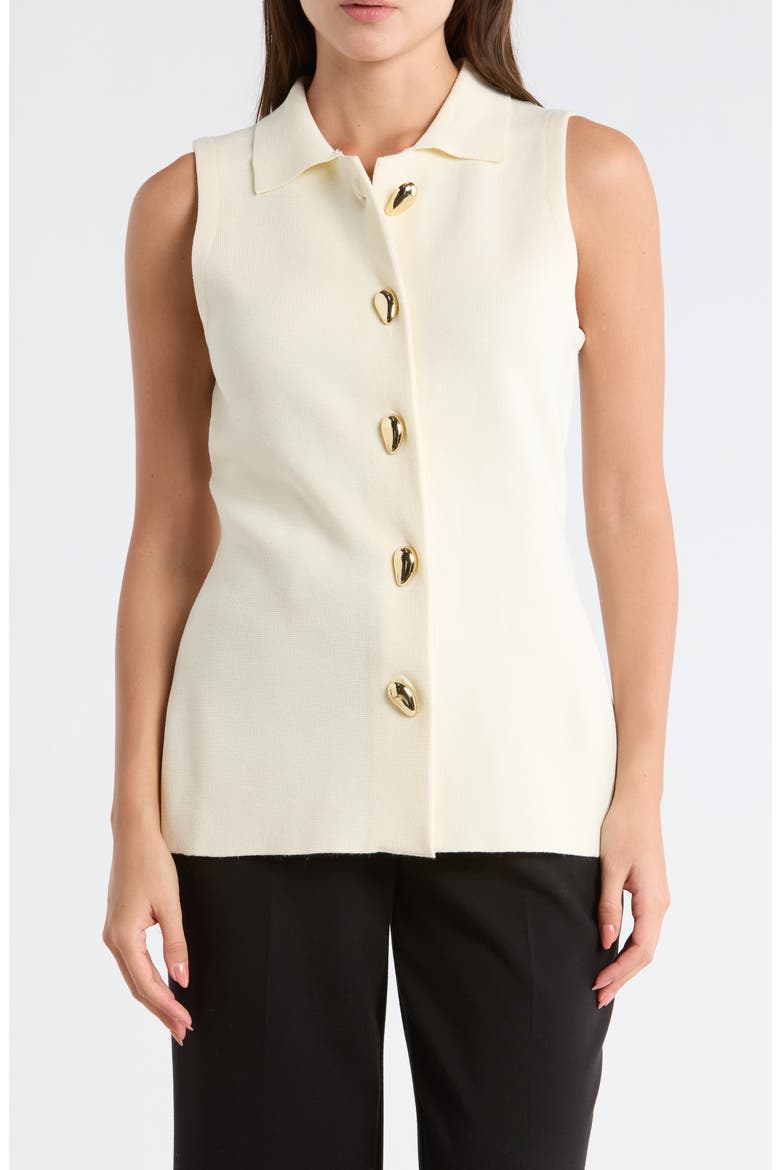 Teardrop Button Sweater Vest, Main, color, CREAM