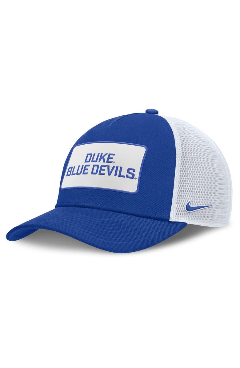 Nike Men's Nike Royal/White Duke Blue Devils 2025 On-Field Rise Patch Trucker Adjustable Hat, Main, color, Royal