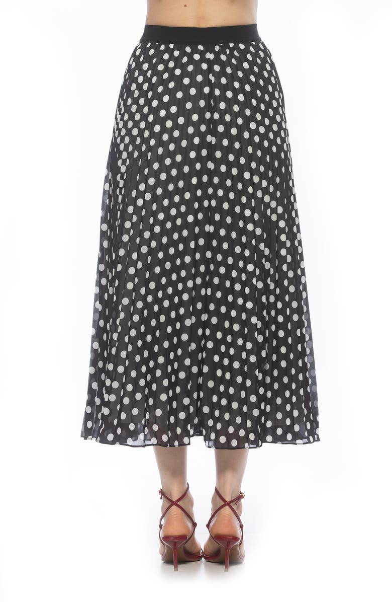 Alexia Admor Kesia Midi Chiffon Pleated Skirt, Alternate, color, Black White Polka Dots